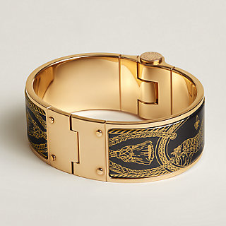 Grand Apparat hinged bracelet - Black | Hermès USA